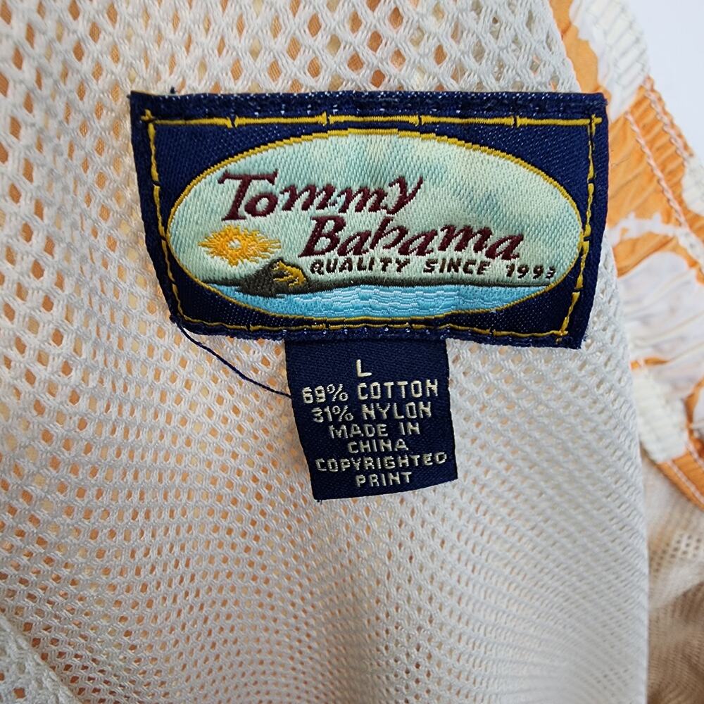 Tommy Bahama Mens Marlin Swim Trunks Size L Orange Seersucker Embroidered Vtg - Picture 10 of 10